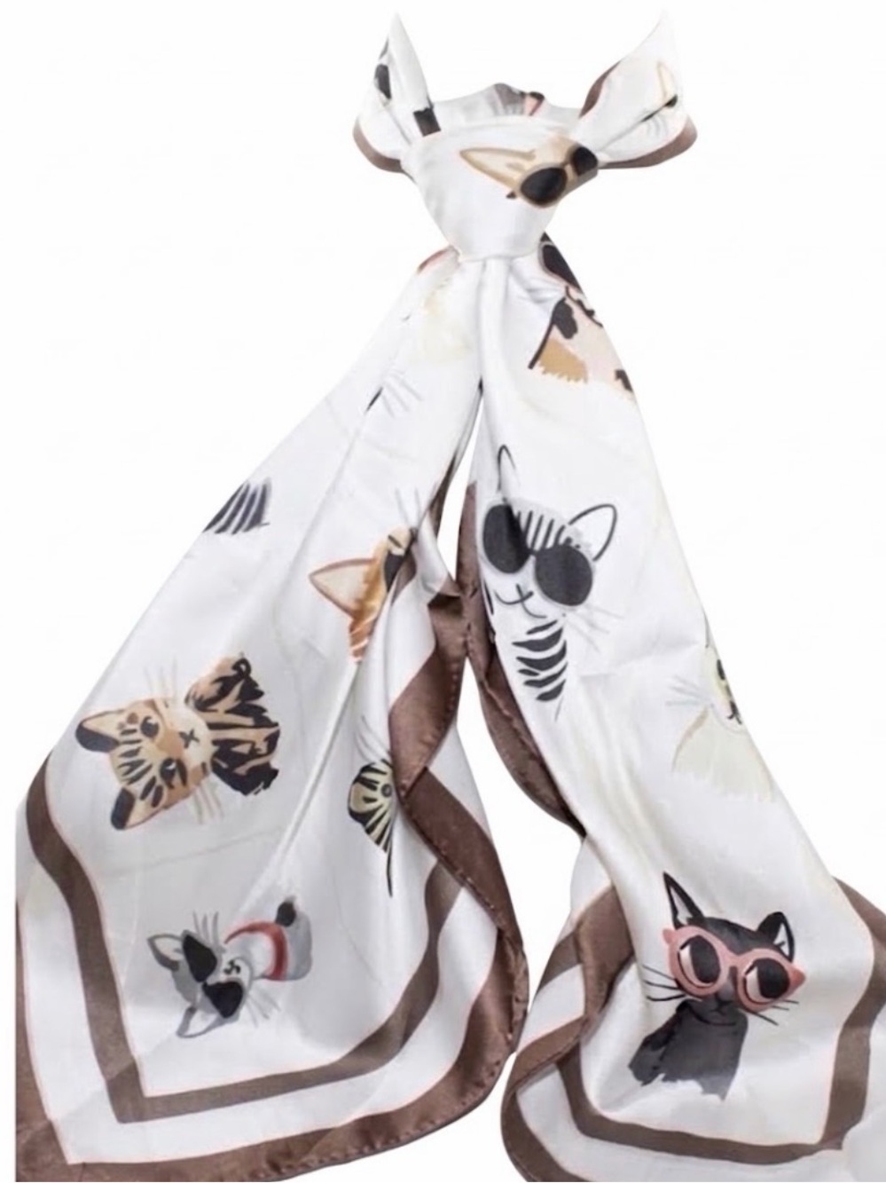 NWT ⚜️🤎⚜️ Piper K Cats Print Satin Head Scarf Bandana Head Wrap